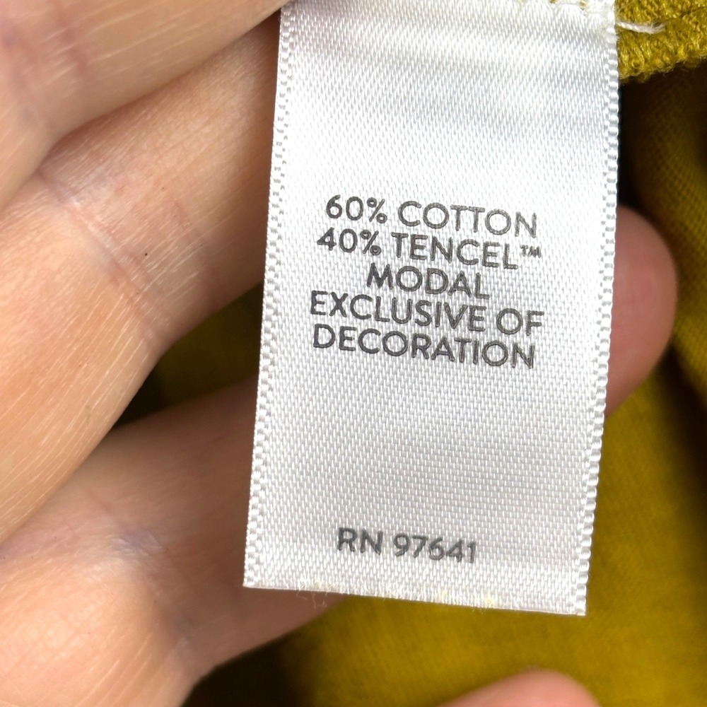 J Jill Women ¾ Sleeve Embroidered Cotton Tunic Blouse Sz S Mustard Boho Comfort - Picture 5 of 10